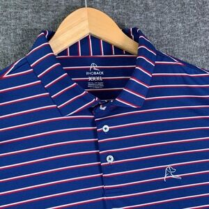 Rhoback Polo Men 3XL Blue Striped USA Flag Performance Golf Preppy Stretch